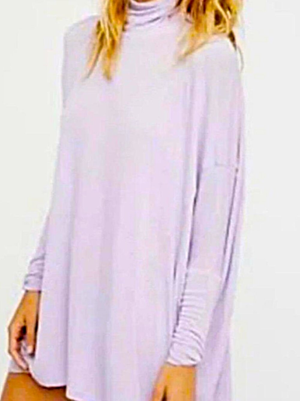 We The Free Free People Lavender Oversized Knit Turtleneck Top